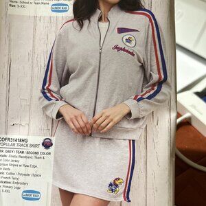 NEW Kansas Jayhawks KU Track Zip Sweatshirt Jacket Skirt Set Lot Women's M S